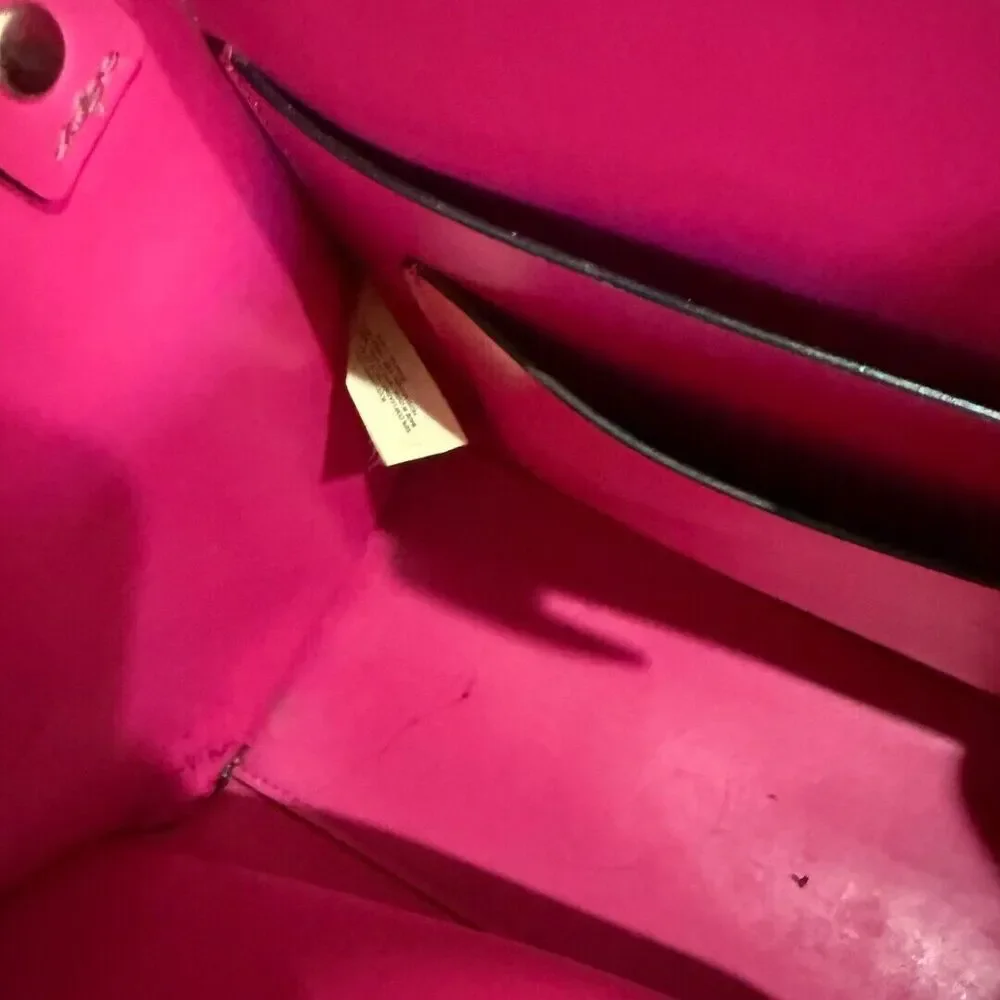 Kate Spade Arbour Hill Kyra Black Sweetheart Pink Leather Crossbody Handbag with